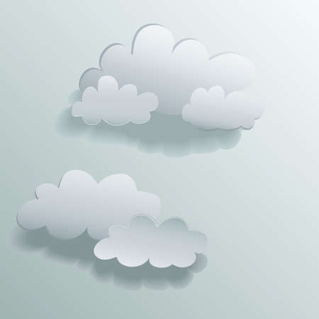 Vector illustration of abstract paper clouds with shadowsのイラスト素材