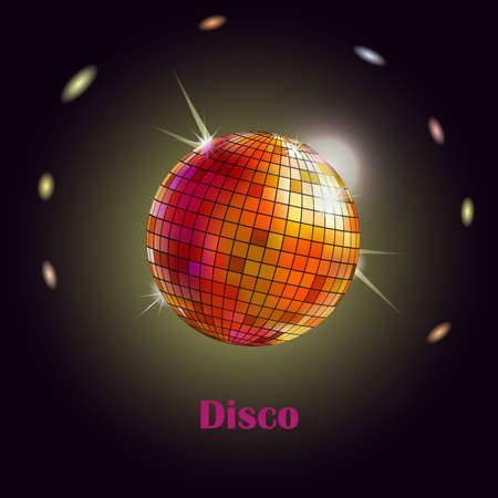 Vector illustration of disco ball on black backgroundのイラスト素材