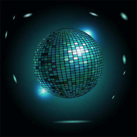 Vector illustration of disco ball on black backgroundのイラスト素材