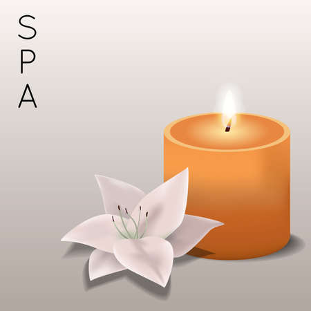 Vector colorful illustration of spa with flower and candleのイラスト素材