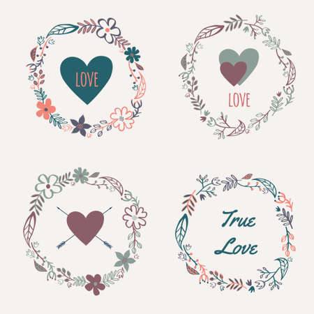 Vector set of colorful floral framesのイラスト素材