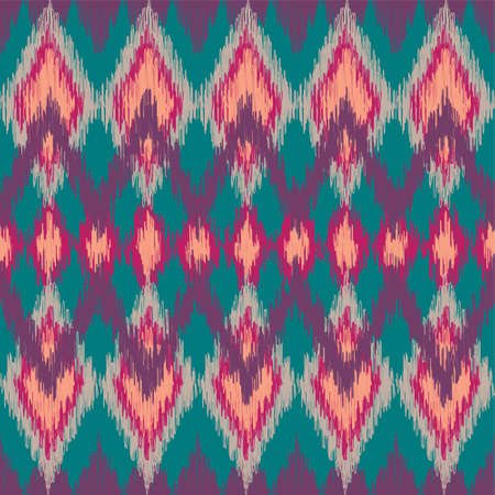 Vector seamless ikat ethnic pattern