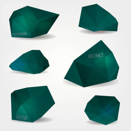 Vector set of abstract modern crystal shapes. Can be used as labels, bubbles for website, infographic, banner.のイラスト素材