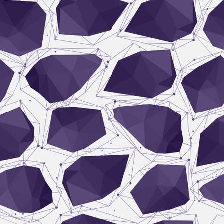 Vector seamless pattern with abstract modern black crystal shapes, lines and circlesのイラスト素材