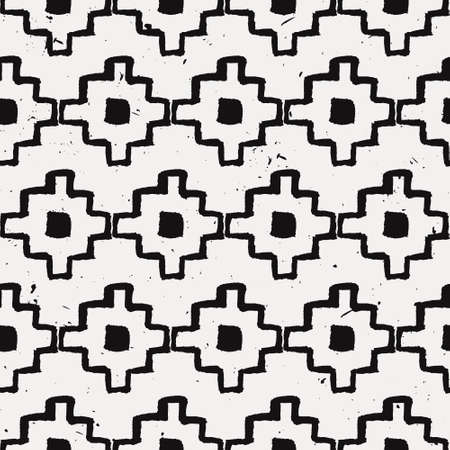 Vector seamless grunge decorative ethnic patternのイラスト素材
