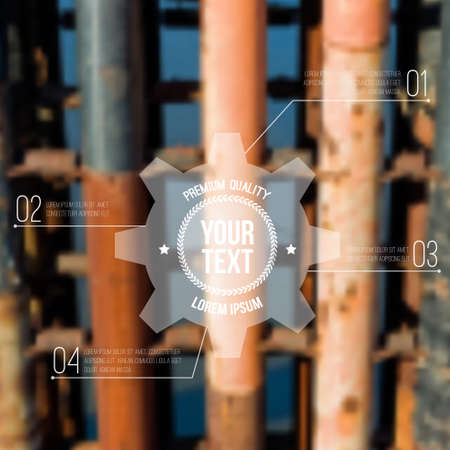 Vector blurred industrial background with label. Can be used as website or infographic template.のイラスト素材