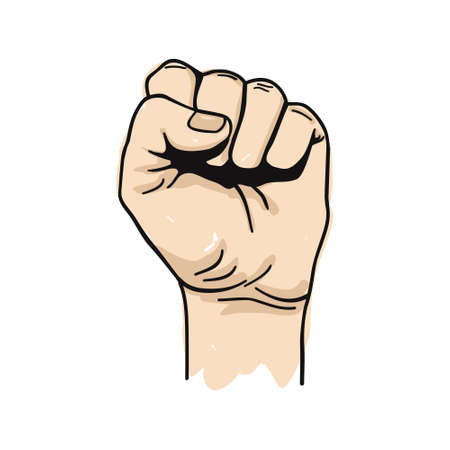 Vector illustration of clenched fist held high in protestのイラスト素材