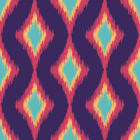 Vector colorful seamless ikat ethnic pattern