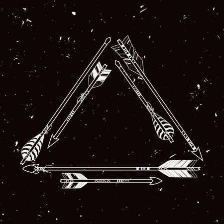 Vector tribal frame with ethnic arrows. American indian motifs. Boho style.