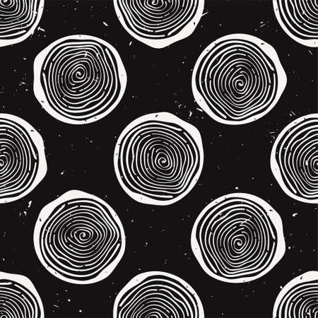 Vector grunge seamless pattern with tree rings. Modern rustic design.のイラスト素材