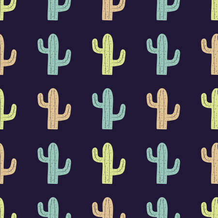 Vector seamless pattern with cute colorful cactuses.のイラスト素材