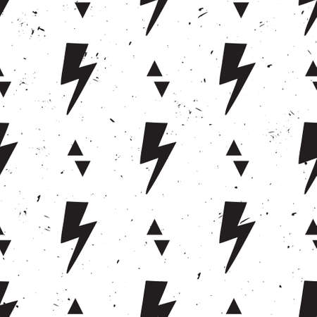 Vector abstract hipster grunge pattern with lightning bolts and triangles. Trendy thunder background.のイラスト素材