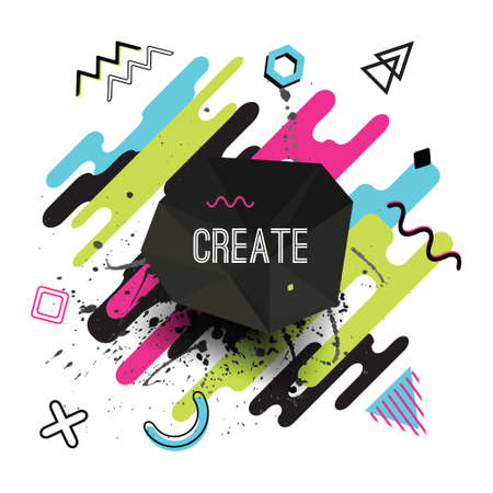 Vector modern dynamic composition made of various rounded shapes in color and geometric elements. Abstract creative background.のイラスト素材