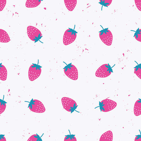 Vector seamless pattern with strawberries. Cute summer fruit background.
