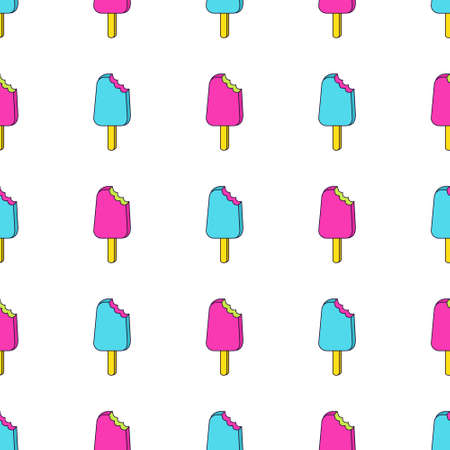 Vector trendy seamless pattern with bitten ice cream. Modern summer fashion print backgroundのイラスト素材