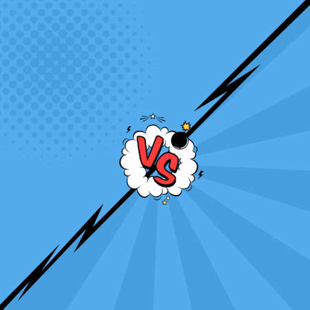 Vector illustration of versus letters with speech bubble, bomb explosive in comic pop art styleのイラスト素材