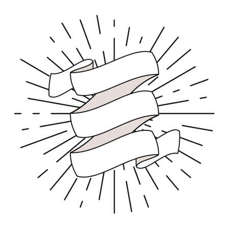 Ribbon vector with vintage light rays. Retro elements for banners, posters, gift cards, advertising and web.のイラスト素材