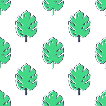 Vector seamless pattern with monstera palm leaves. Trendy summer tropical design.のイラスト素材