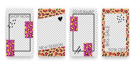 Vector trendy editable set of templates for social media networks stories. Modern design backgrounds...