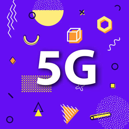 Vector 5G icon and symbol. Illustration of 5th generation wireless internet network connection. Mobile devices telecommunication technology concept design.のイラスト素材