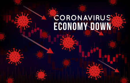 Vector concept illustration of impact of coronavirus on the stock exchange and global economy....