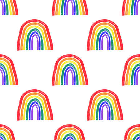 Vector Colorful Simple seamless pattern. Symbol of Pride month,   concept, equality and love protection conceptのイラスト素材