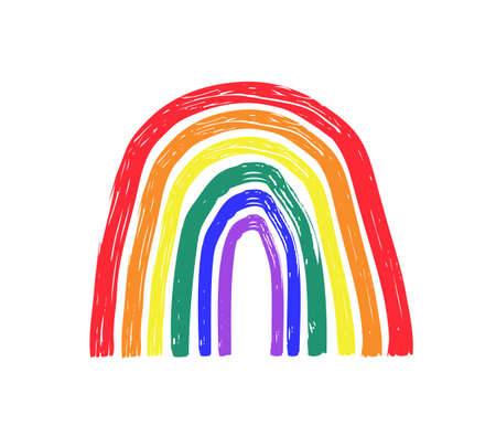 Vector Colorful Simple Rainbow Icon, emblem. Symbol of Pride month, concept, equality and love protection conceptのイラスト素材