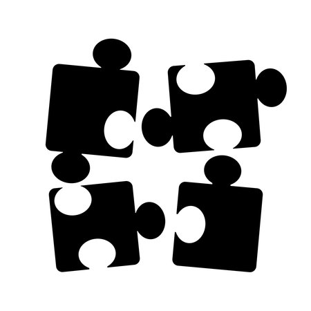 Vector illustration with black puzzle pieces icon isolated on white backgroundのイラスト素材