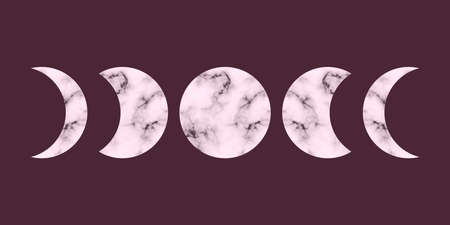 Vector abstract marble textured moon phases. Mid century modern minimalist contemporary aesthetic art print backgroundのイラスト素材