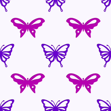 Vector cute butterfly seamless repeat pattern design background. Trendy colorful butterflies silhouettes for fashion, cover, textile.のイラスト素材