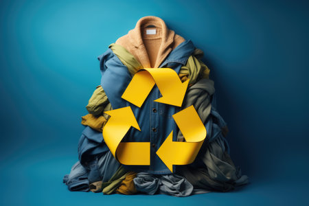 Slow fashion concept with Reuse, Reduce, Recycle symbol. Sustainable fashion, green technologies idea.の素材