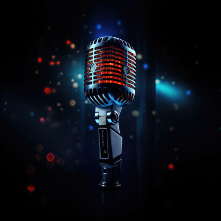 Microphone in music studio, podcast conceptの素材
