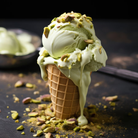 Colorful background with pistachio ice creamの素材