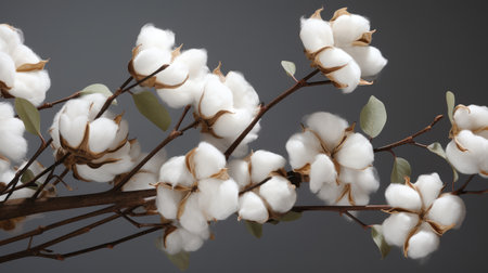 Background with white fluffy cotton flowers. Natural eco organic fiber, cotton seeds, raw materials, agricultureの素材
