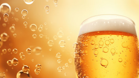 Fresh beer bubbles background, texture with free space for textの素材