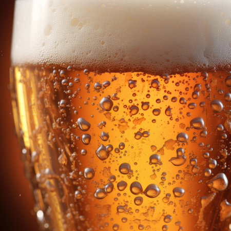 Fresh beer bubbles background, texture with free space for textの素材