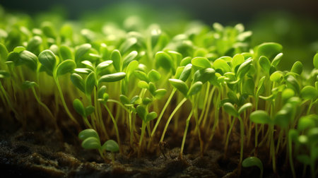 Close up of microgreen sprouts. Healthy food background concept, microgreensの素材