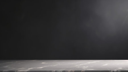 Mock up with empty table marble countertop on dark wall background for product presentation or showcaseの素材