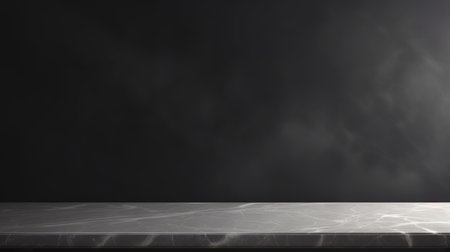 Mock up with empty table marble countertop on dark wall background for product presentation or showcaseの素材