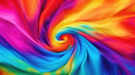 Abstract colorful tie dye textile texture background. Retro, hippie and boho style bannerの素材