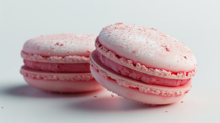 Colorful macarons isolated on white background. French cuisine, macaroon bakery conceptの素材