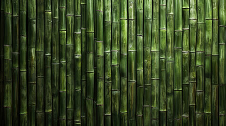 Close up of green bamboo horizontal fence texture backgroundの素材