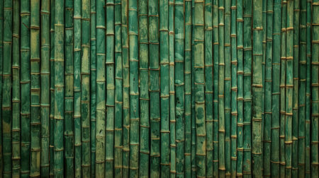 Close up of green bamboo horizontal fence texture backgroundの素材