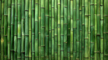 Close up of green bamboo horizontal fence texture backgroundの素材