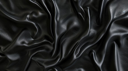 Vintage black leather texture background with folds for print, fashion, banner, footwear, furniture, accessoriesの素材