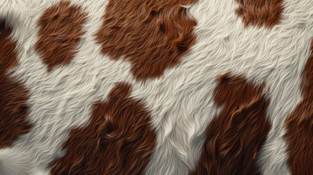 Close up of spotted cow hair skin texture background. Animal fur for print, fashion, bannerの素材
