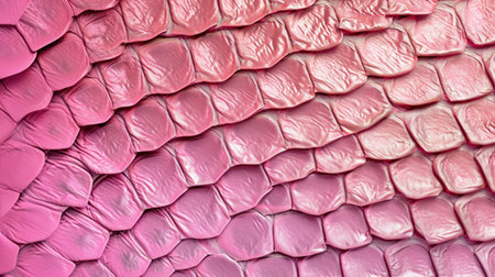 Close-up of pink snake leather texture print background. Reptile skin backdrop for fashion, textile, print, bannerの素材