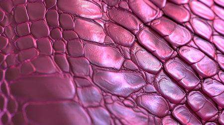 Close-up of pink snake leather texture print background. Reptile skin backdrop for fashion, textile, print, bannerの素材