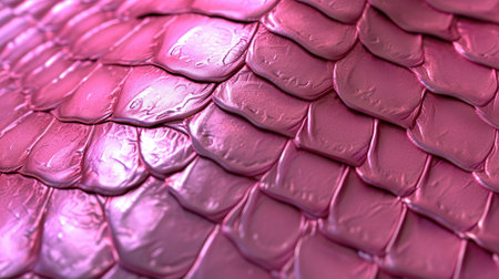 Close-up of pink snake leather texture print background. Reptile skin backdrop for fashion, textile, print, bannerの素材