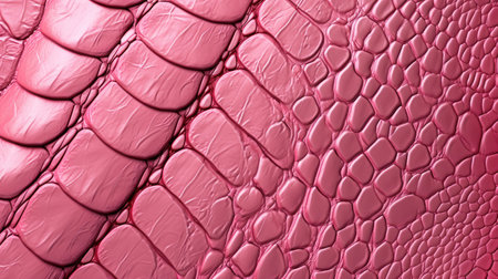 Close-up of pink snake leather texture print background. Reptile skin backdrop for fashion, textile, print, bannerの素材